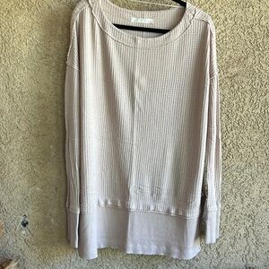 Women’s Free People Waffle Cream/Tan long sleeve shirt, Medium